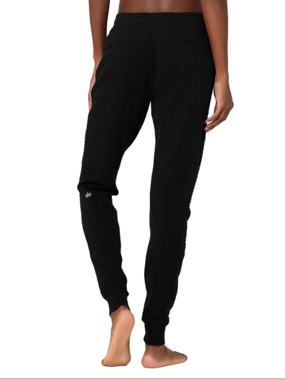 ALO Urban Moto Sweatpants Cuffed Joggers Black Size Large
